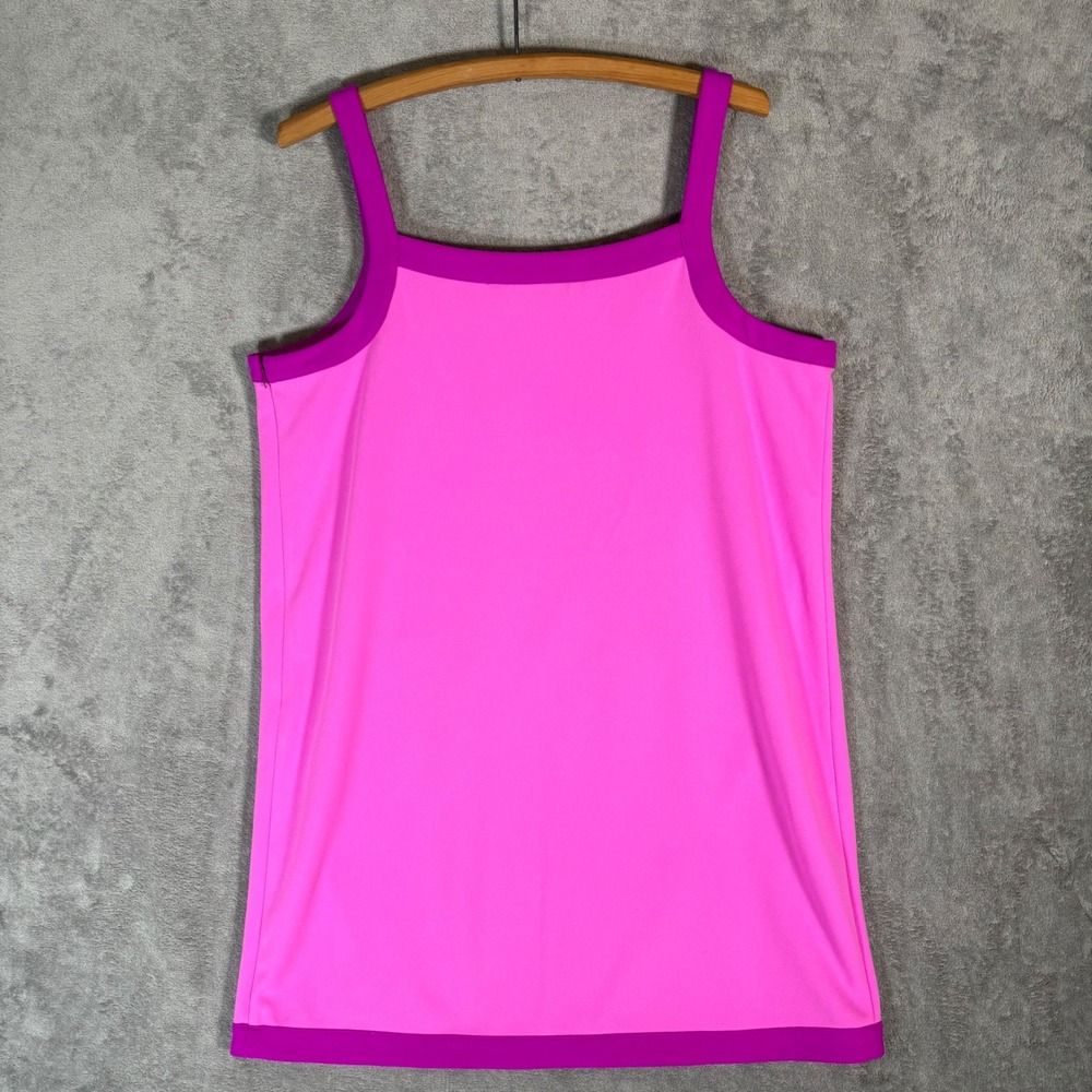 Trina Turk Pink Purple Colorblock Shift Dress Sleeveless Square Neck XL Mod - Picture 2 of 12